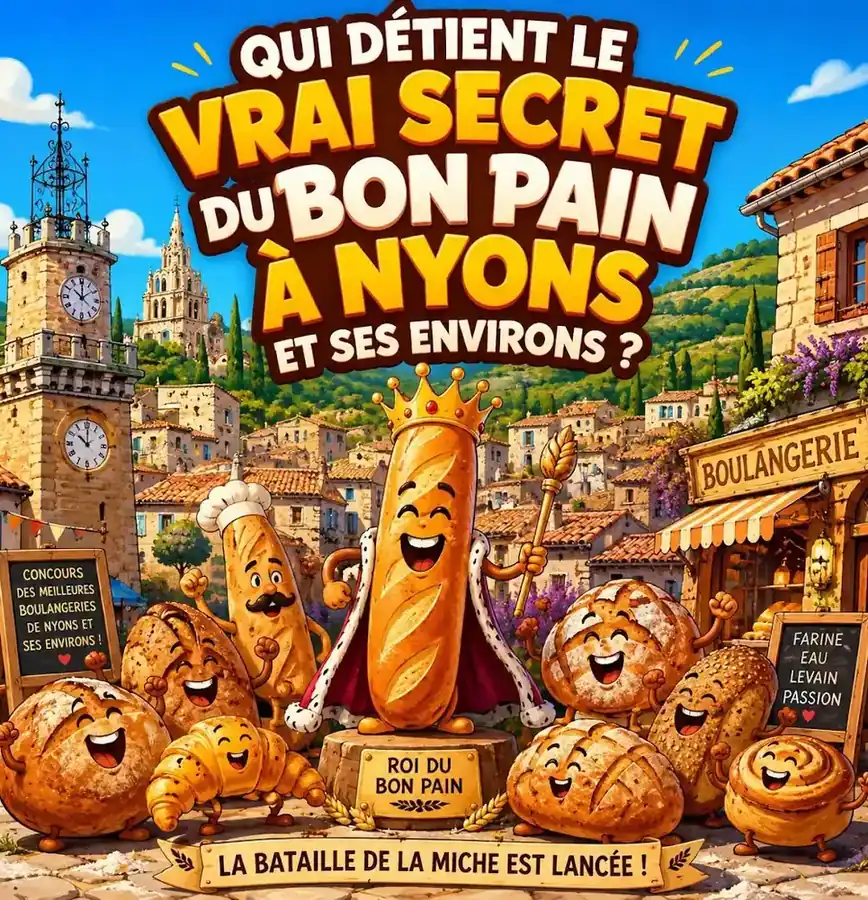 Sélection de pains artisanaux proposés dans les boulangeries de Nyons et des villages environnants.