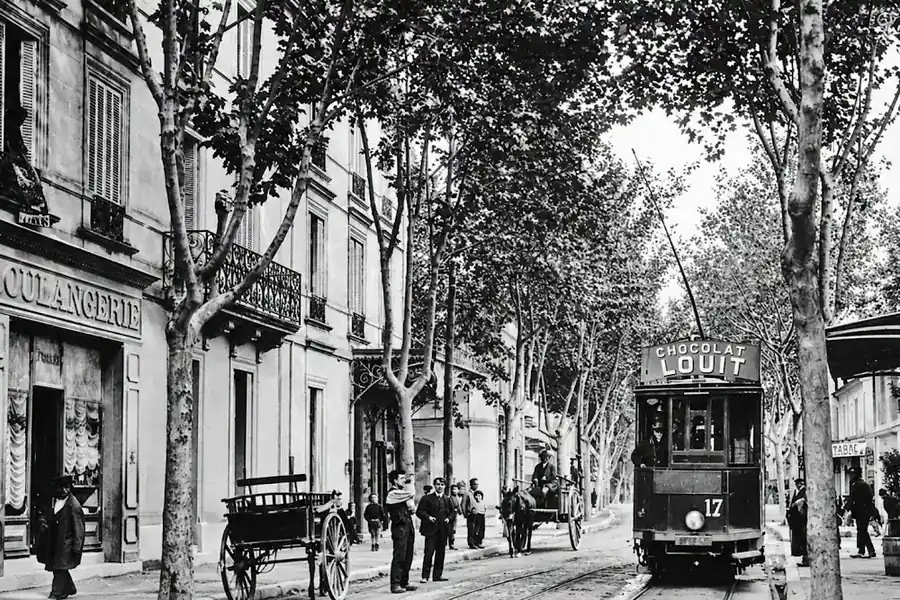 Illustration — Avenue Saint-Ruf à Avignon : tramway, commerces et souvenirs — Provence-Alpes-Côte d'Azur