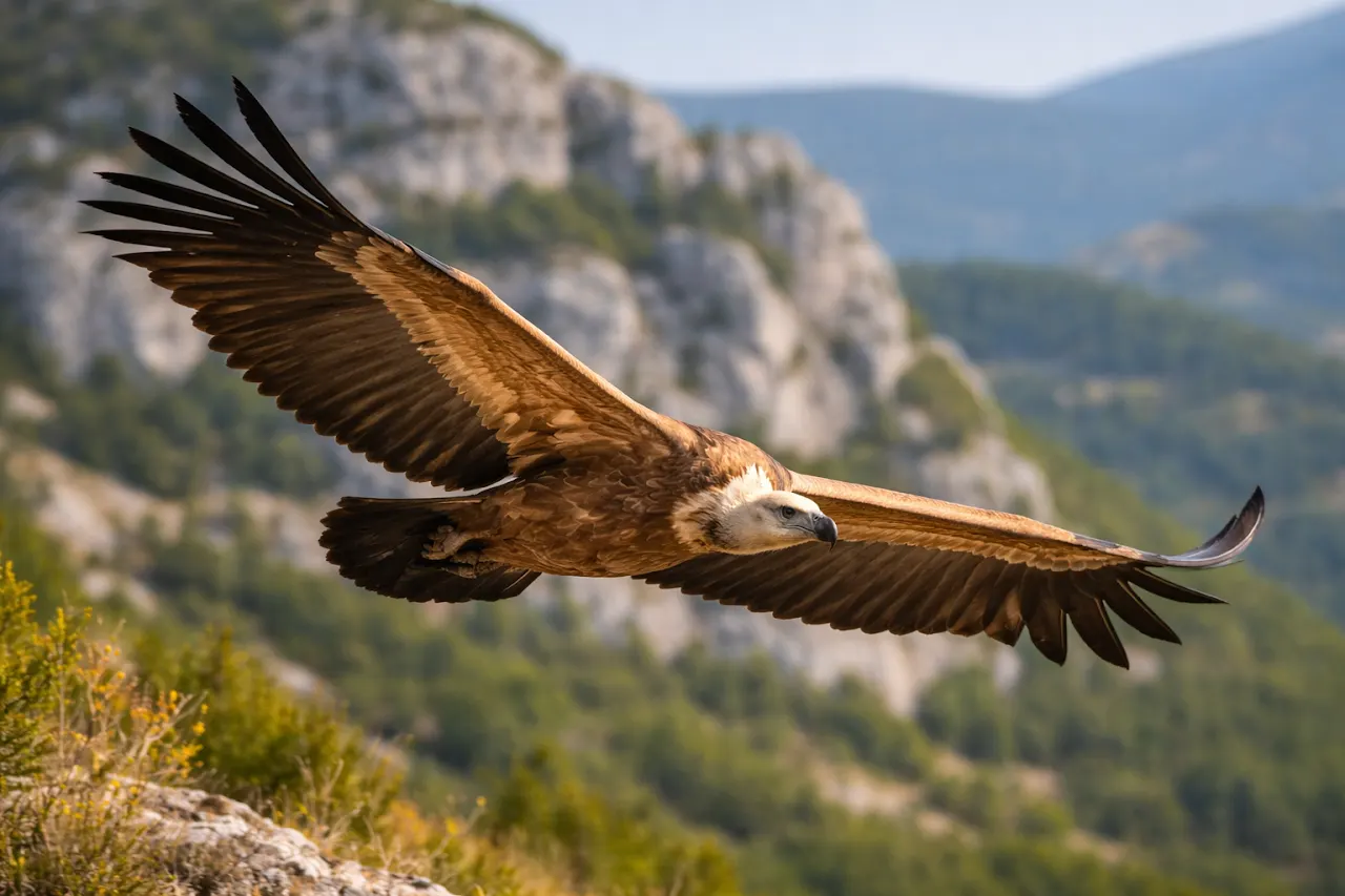 Vautour en plein vol dans les Baronnies