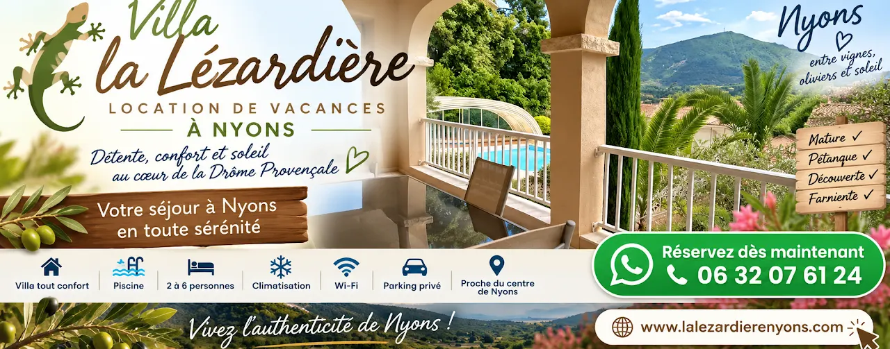 Bannière de la Villa La Lézardière, location de vacances à Nyons