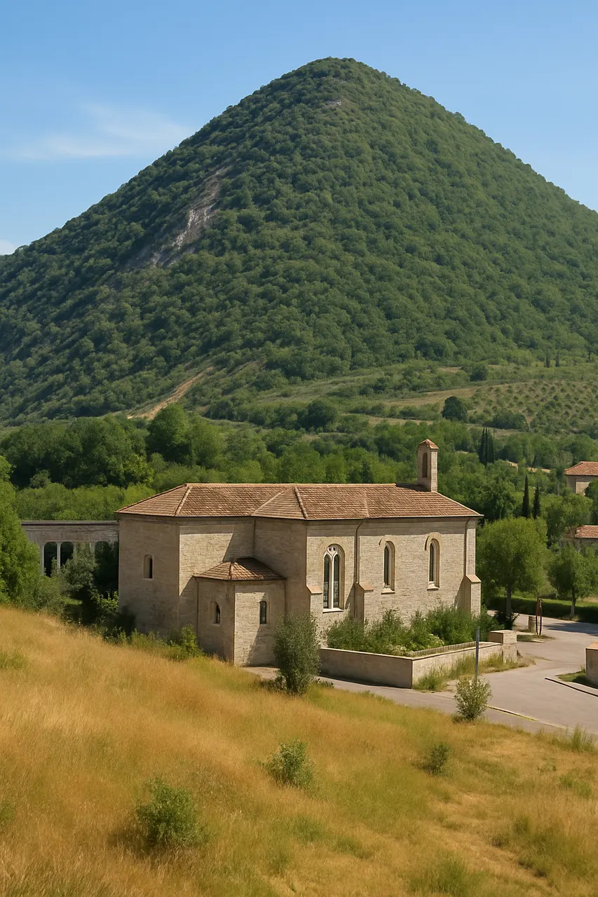 Église de Condorcet au pied des collines