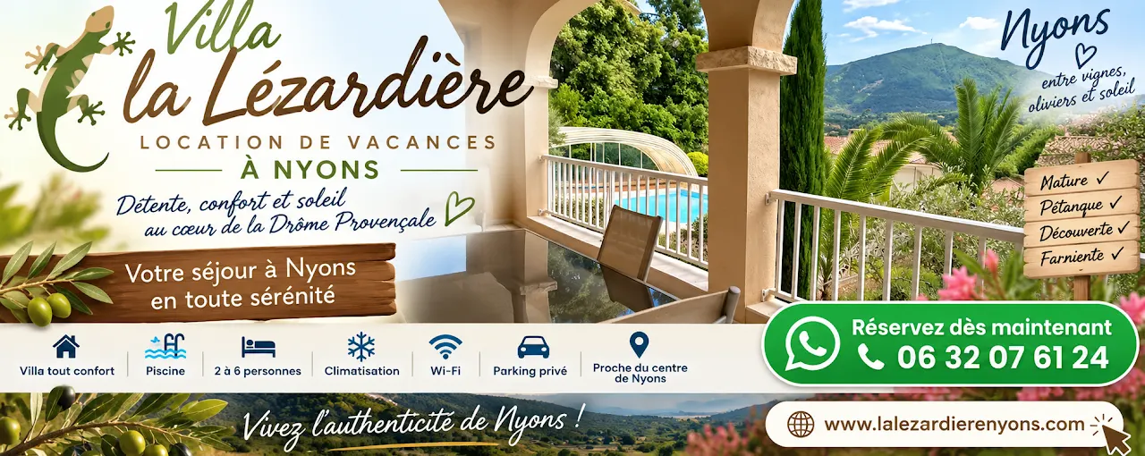 Bannière de la Villa La Lézardière, location de vacances à Nyons