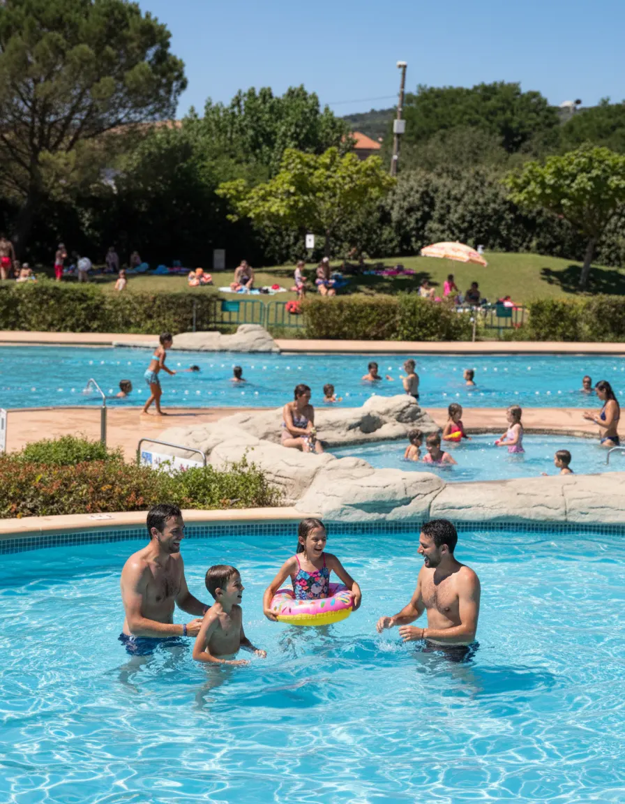 Photo de la piscine et des toboggans de Nyonsoleïado – avis : un spot apprécié pour se rafraîchir près de Nyons