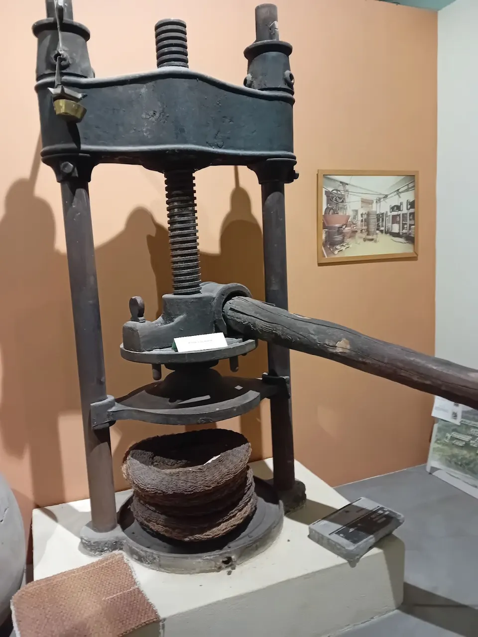 une ancienne presse à olives chez vignolis