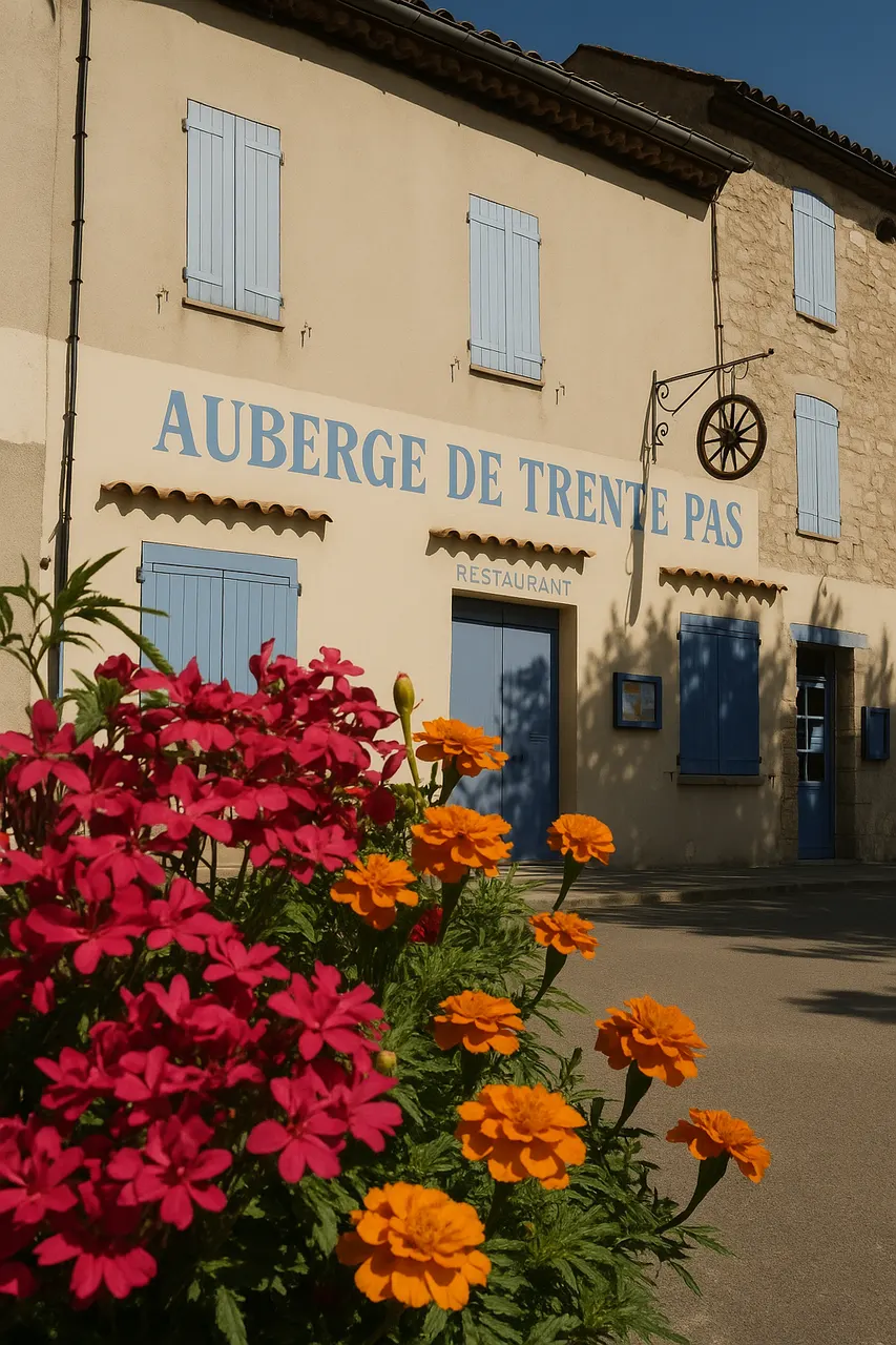 Façade de l’Auberge de Trente Pas à Saint-Ferréol-Trente-Pas