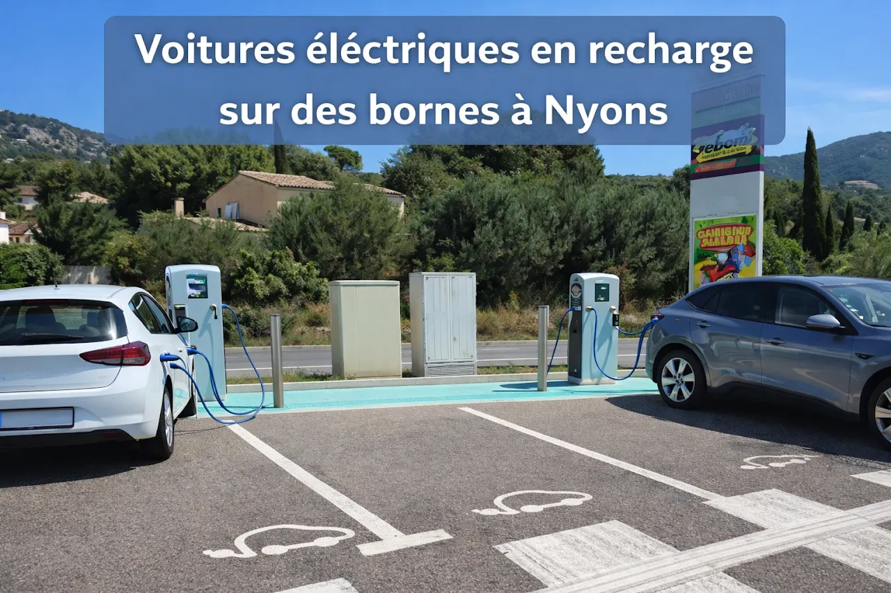 Recharge de voitures électriques sur des bornes publiques à Nyons