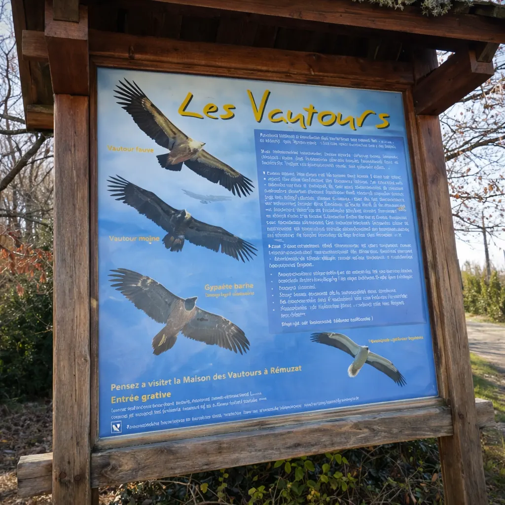 Panneau explicatif des vautours à Rémuzat