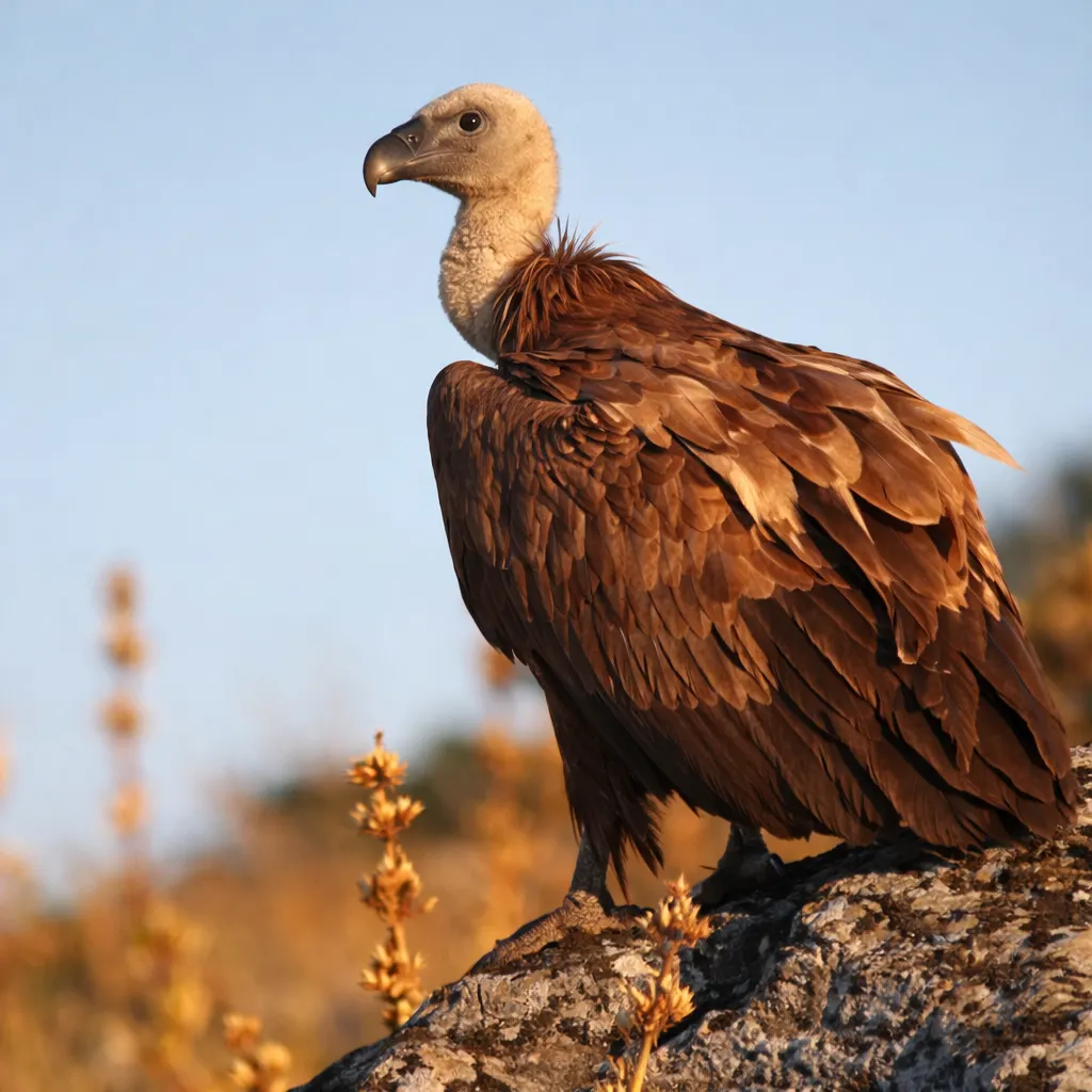 Vautour fauve posé sur un rocher dans les Baronnies provençales