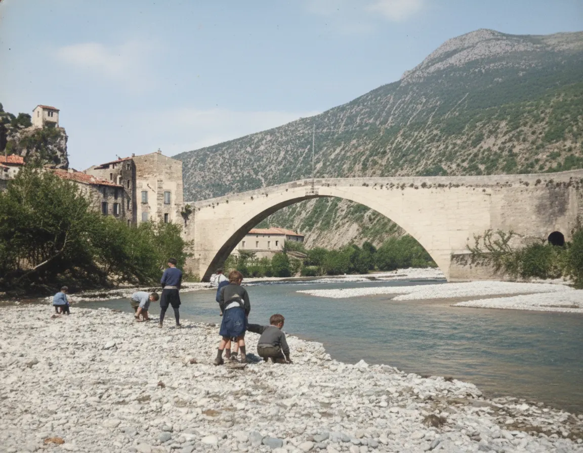 image du Pont Roman de Nyons avec la rivière Eygues