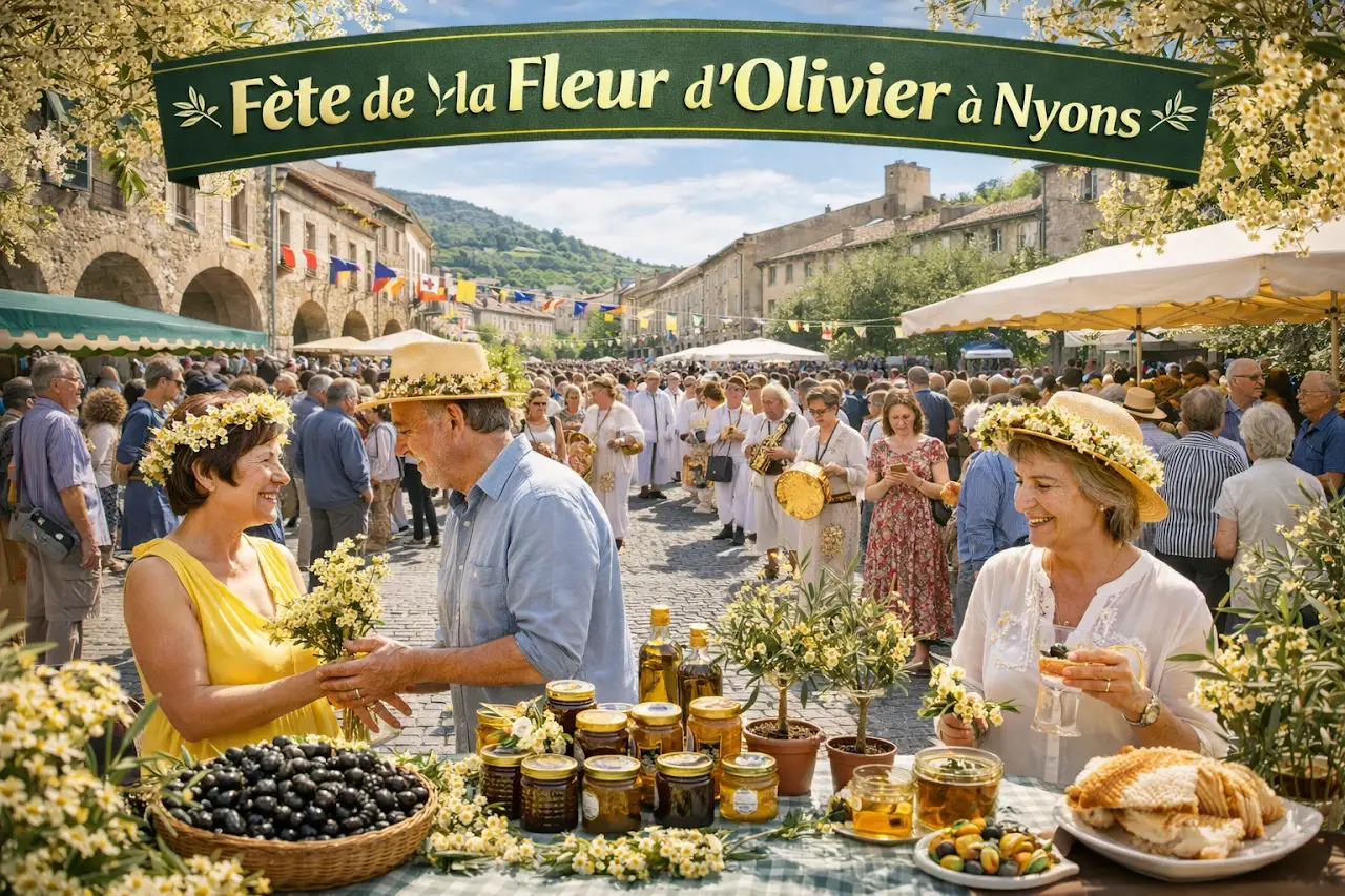 La fête de la fleur d’olivier à Nyons, célébration du printemps autour des oliviers en fleurs.