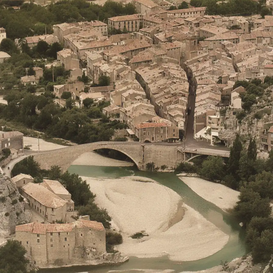 Vue de Nyons comme si un oiseau