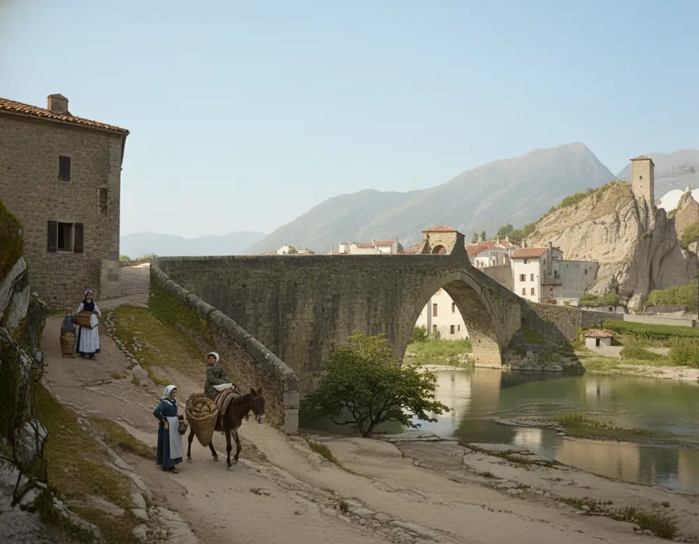 Pont de Nyons vers 1800, je l’imagine encore plus vivant qu’aujourd’hui