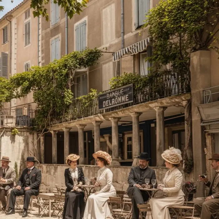 Sur cette terrasse à l’ancienne, on dirait que Nyons a remonté le temps