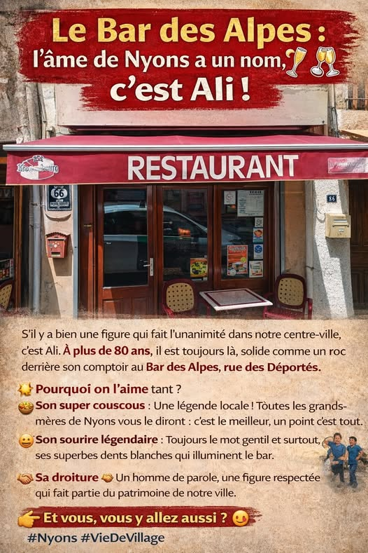 Visuel illustré du Bar des Alpes à Nyons, consacré à Ali, son couscous et son accueil